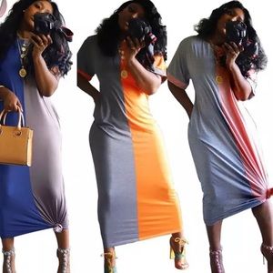 Long color block dress